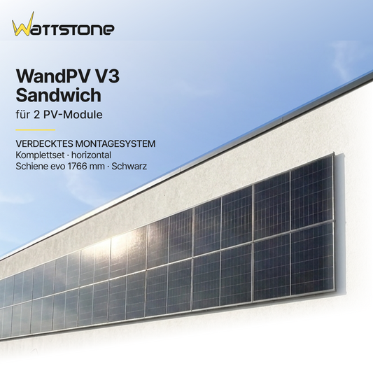 WandPV Premium V3 verdecktes Montagesystem Sandwich horizontal Komplettset für 2 PV-Module