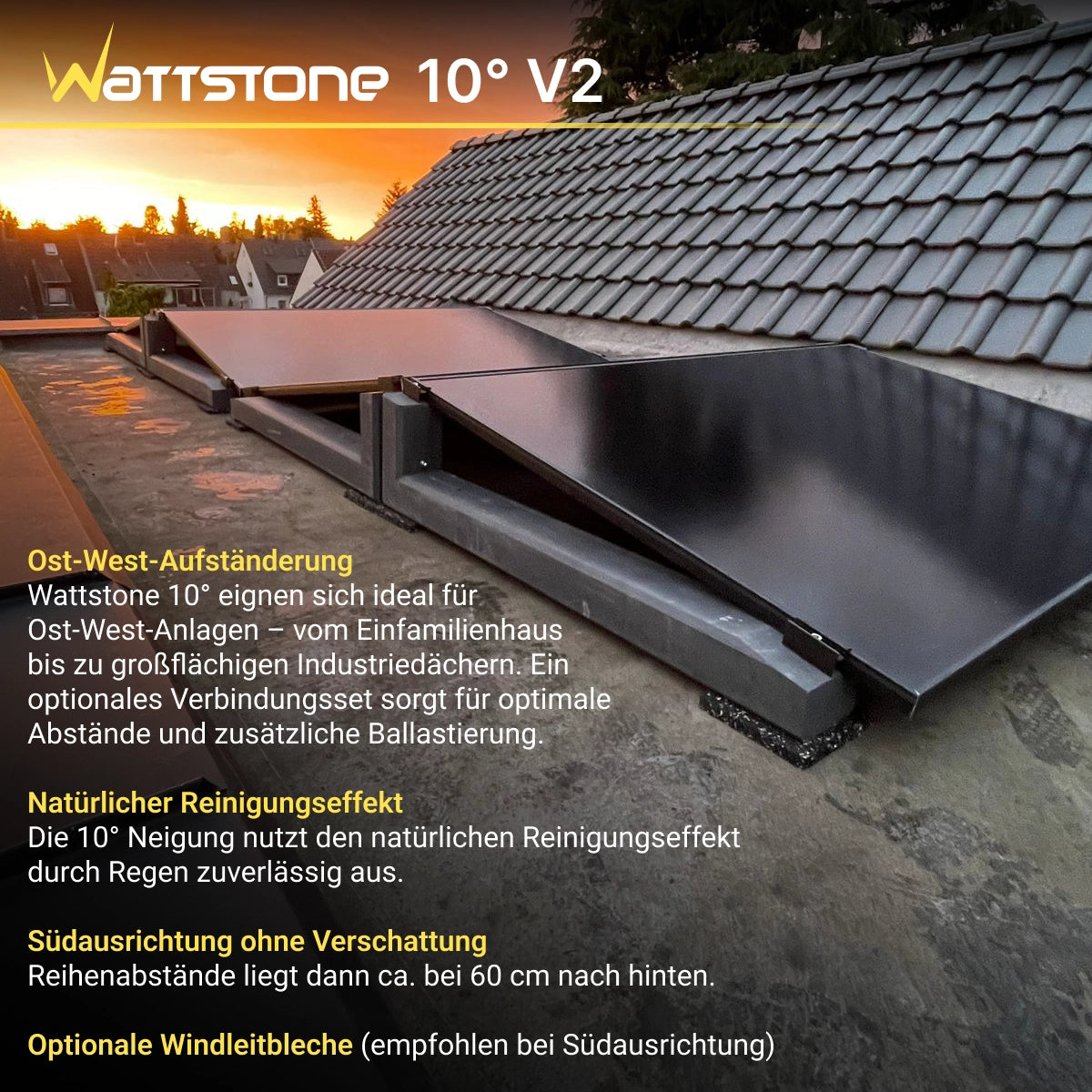 WATTSTONE 10° V2 - PV-Aufständerung aus Feinbeton ohne Zubehör