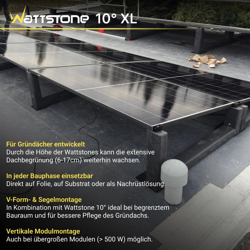 WATTSTONE 10° XL - Gründach PV-Aufständerung aus Feinbeton ohne Zubehör