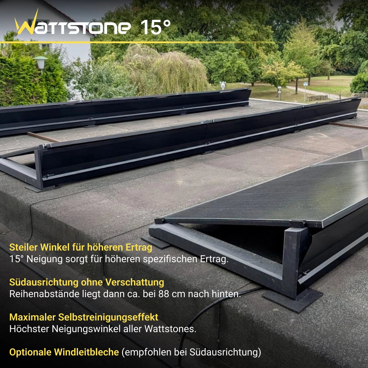 WATTSTONE 15° - PV-Aufständerung aus Feinbeton ohne Zubehör