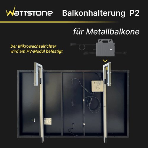 Wattstone Halterung P2 für Metallbalkone für 1 PV-Modul inkl. Absturzsicherung