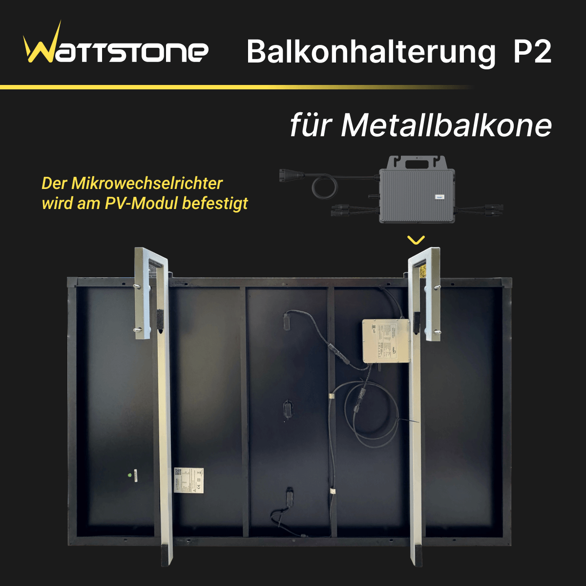 Wattstone Halterung P2 für Metallbalkone für 1 PV-Modul inkl. Absturzsicherung