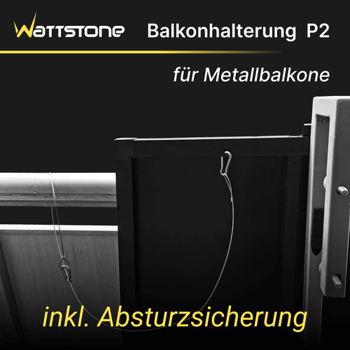 Wattstone Halterung P2 für Metallbalkone für 1 PV-Modul inkl. Absturzsicherung