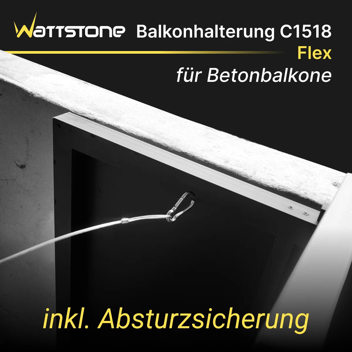 Wattstone Halterung C1518 Flex für Betonbalkone für 1 PV-Modul inkl. Absturzsicherung