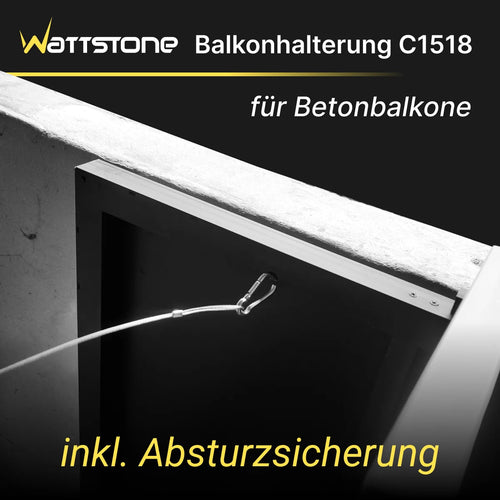 Wattstone Halterung C1518 für Betonbalkone für 1 PV-Modul inkl. Absturzsicherung