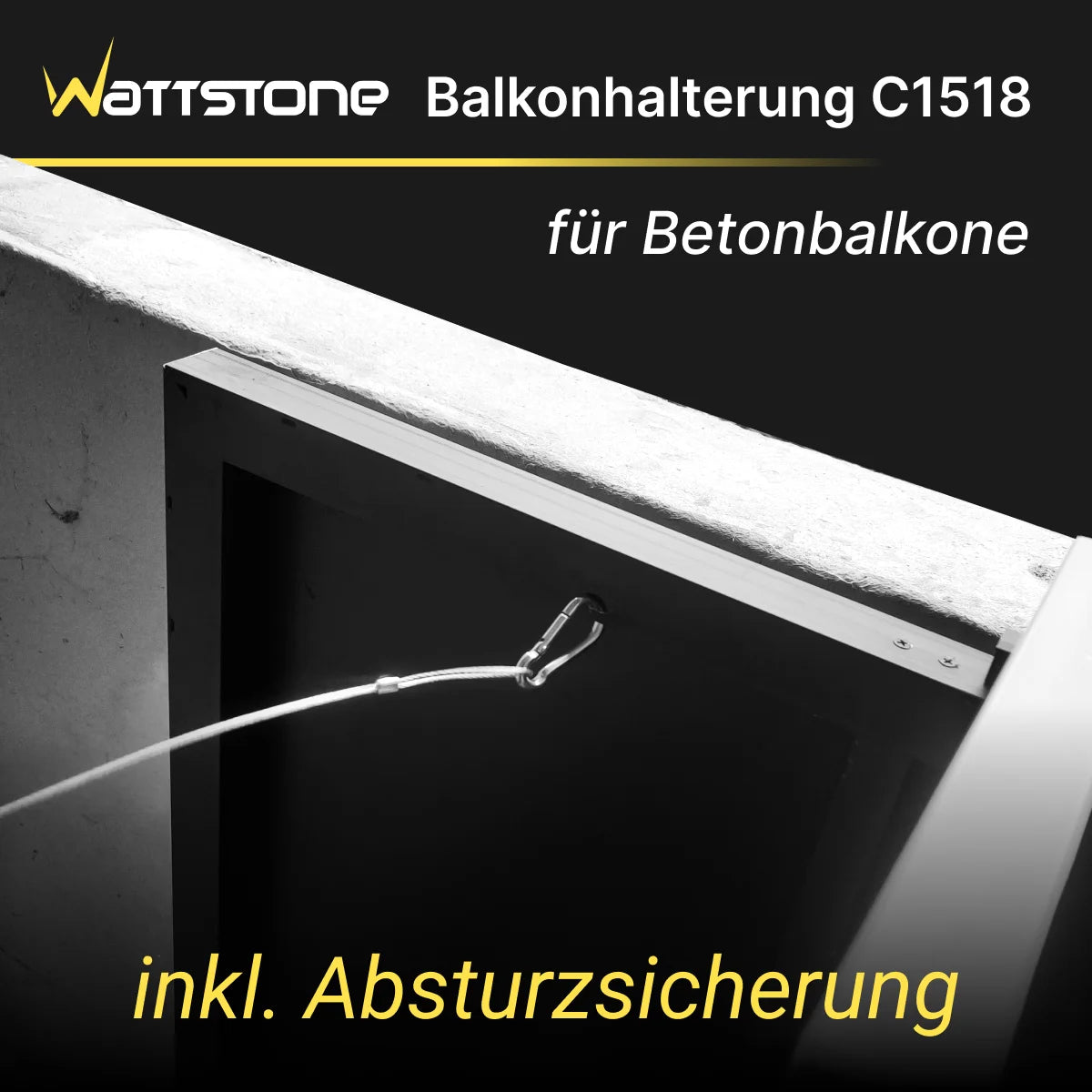 Wattstone Halterung C1518 für Betonbalkone für 1 PV-Modul inkl. Absturzsicherung