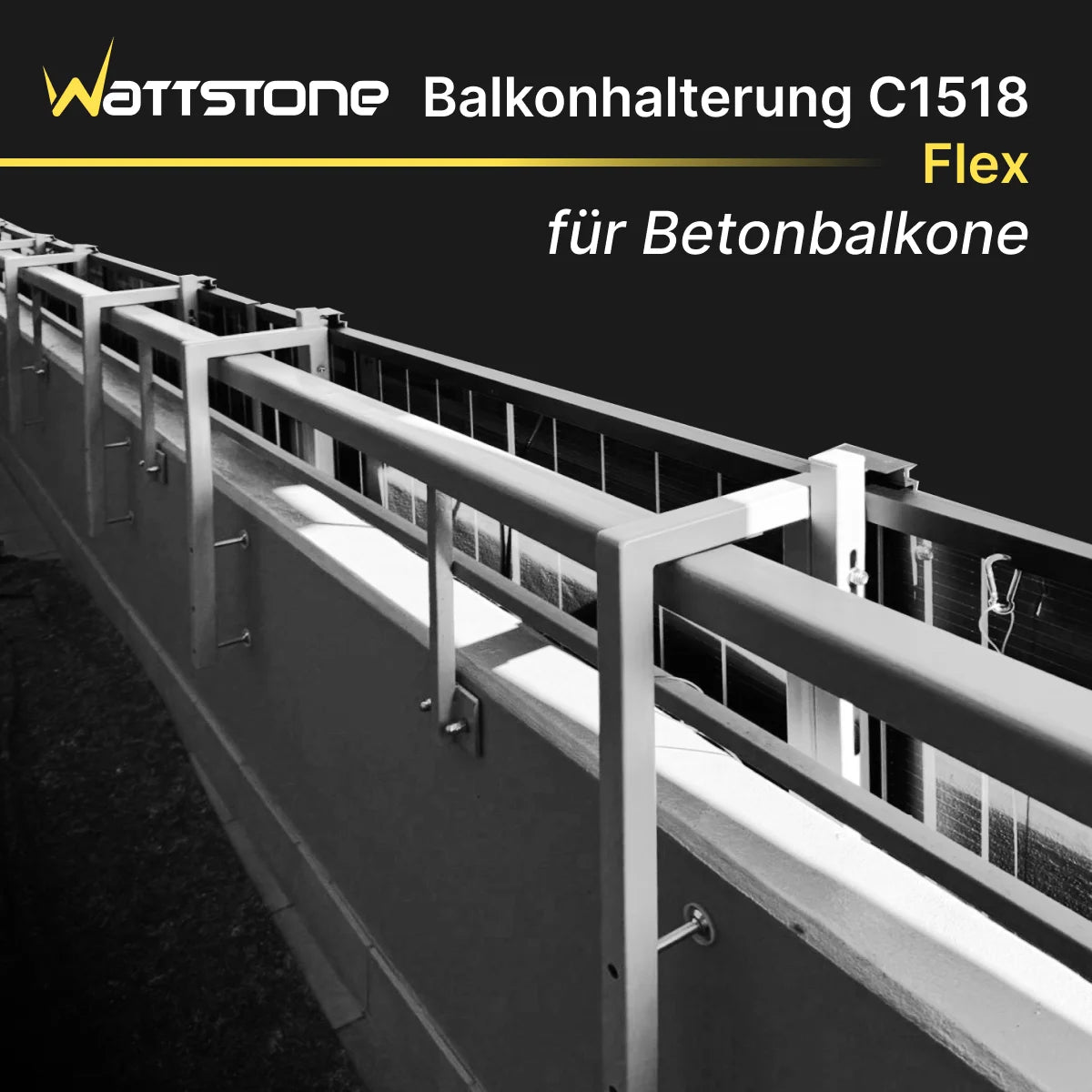 Wattstone Halterung C1518 Flex für Betonbalkone für 1 PV-Modul inkl. Absturzsicherung