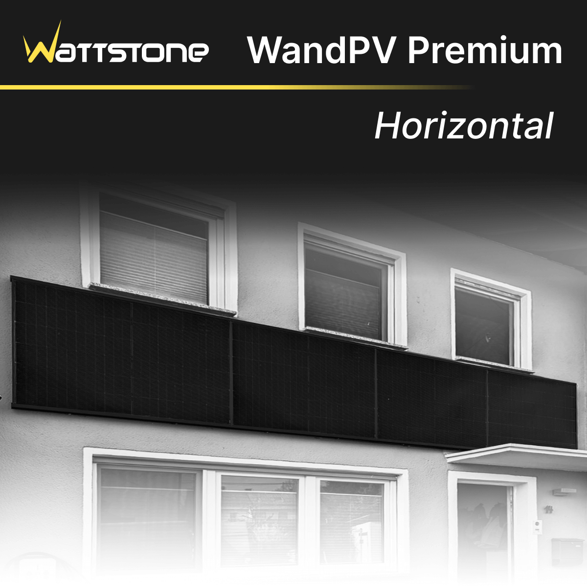 WandPV Premium verdecktes Montagesystem horizontal Komplettset für 4 PV-Module