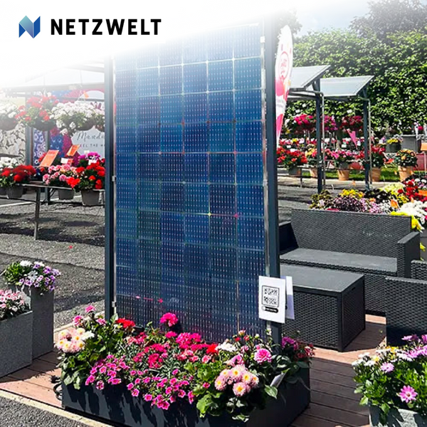 Solarblumenkübel MATILDA mit Solarmodul, Logo netzwelt.de