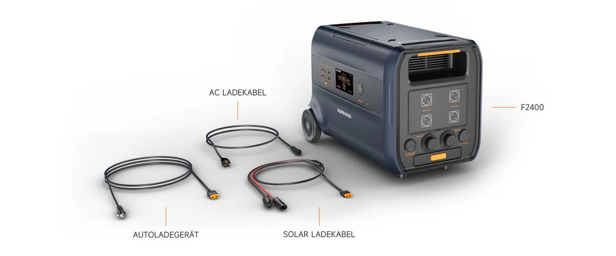 2,4 kWh RUNHOOD F2400 + 2,4 kWh RUNHOOD B2400 Erweiterungsbatterie / Balkonkraftwerk-Solar-Speicher mit integriertem Mikro-Wechselrichter / Batterie Portable Power Station