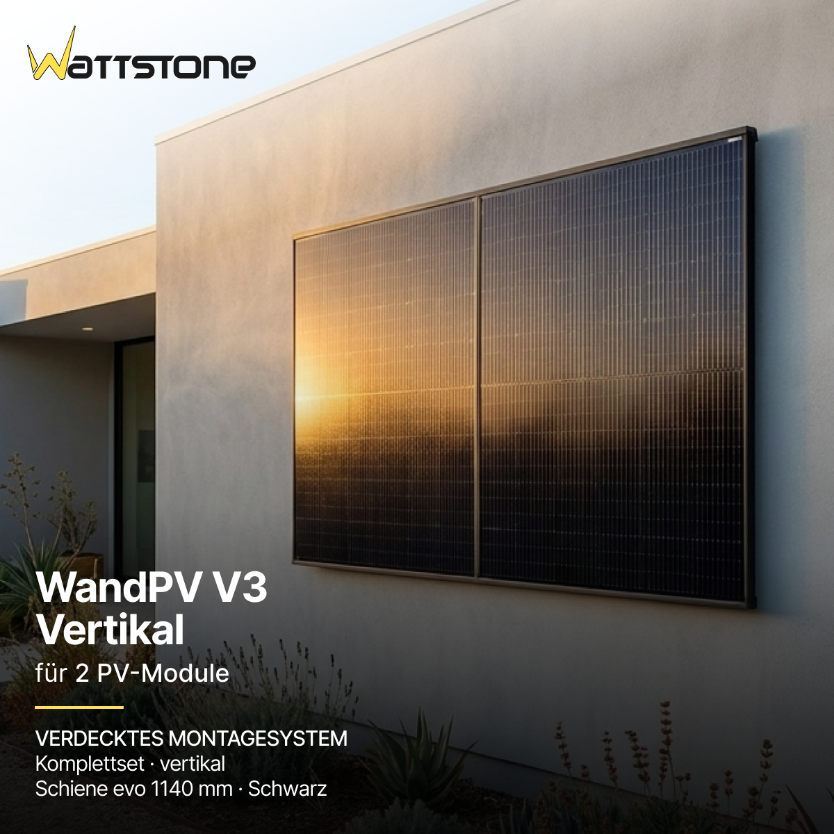 Wall PV Premium concealed mounting kit - vertical mounting of 2 PV modules