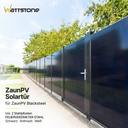 ZaunPV Solartür für ZaunPV Blacksteel inkl. Zwei Stahlpfosten