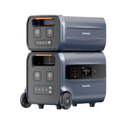 2,4 kWh RUNHOOD F2400 + 2,4 kWh RUNHOOD B2400 Erweiterungsbatterie / Balkonkraftwerk-Solar-Speicher mit integriertem Mikro-Wechselrichter / Batterie Portable Power Station