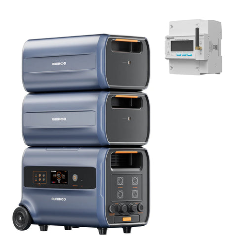 2,4 kWh RUNHOOD F2400 + 2,4 kWh RUNHOOD B2400 Erweiterungsbatterie / Balkonkraftwerk-Solar-Speicher mit integriertem Mikro-Wechselrichter / Batterie Portable Power Station