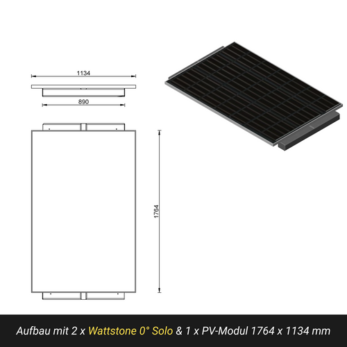 WATTSTONE 0° Solo - PV-Aufständerung aus Feinbeton ohne Zubehör