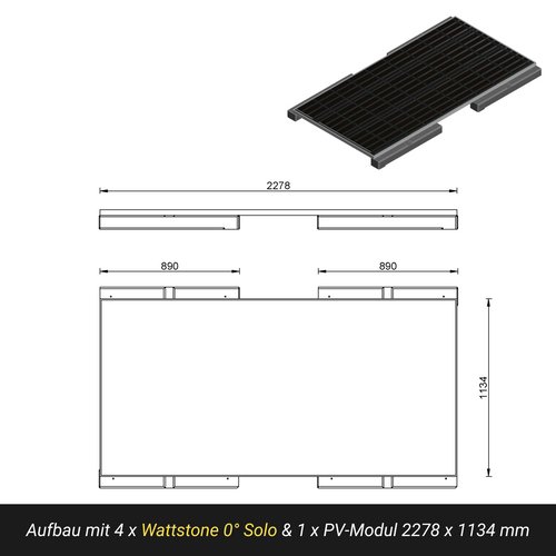 WATTSTONE 0° Solo - PV-Aufständerung aus Feinbeton ohne Zubehör