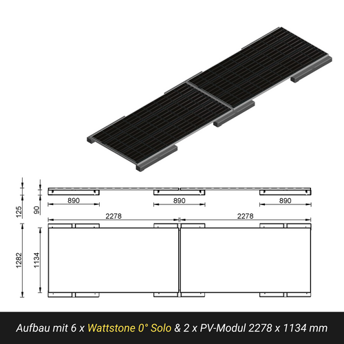 WATTSTONE 0° Solo - PV-Aufständerung aus Feinbeton ohne Zubehör