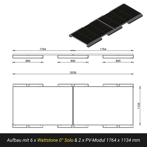 WATTSTONE 0° Solo - PV-Aufständerung aus Feinbeton ohne Zubehör