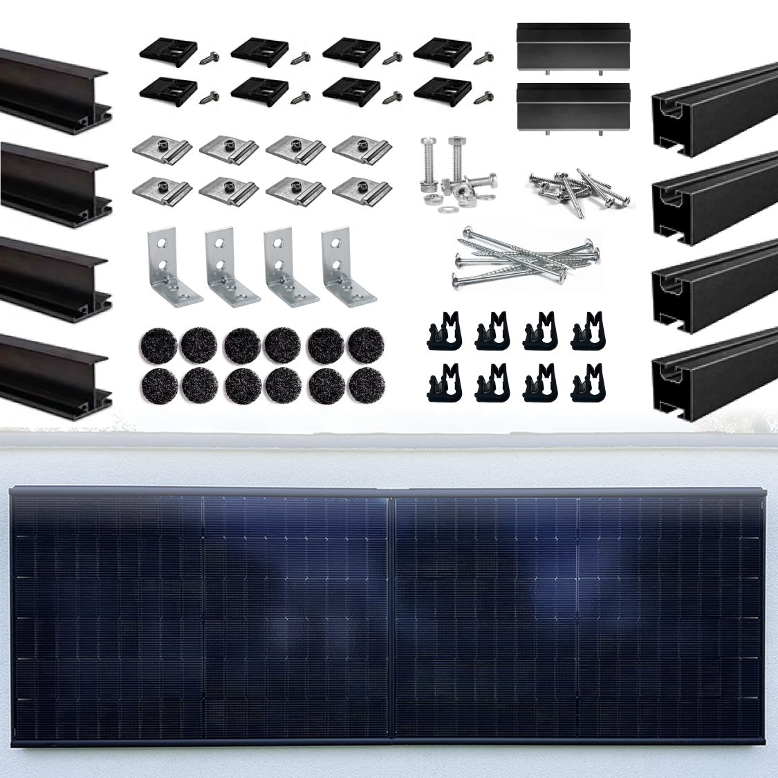 WallPV Premium concealed mounting system for 2 PV modules