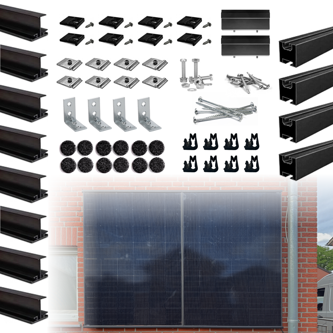 Wall PV Premium concealed mounting kit - vertical mounting of 2 PV modules