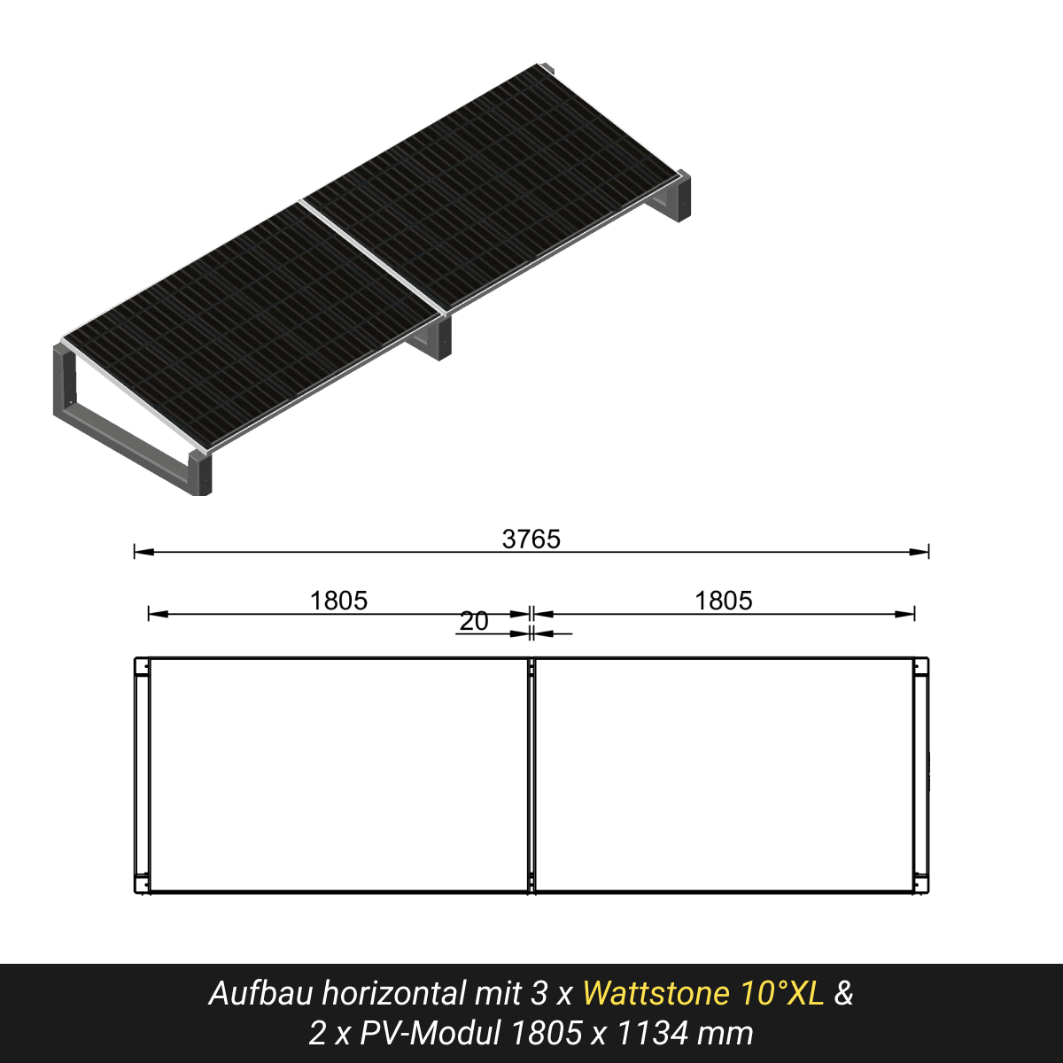 WATTSTONE 10° XL - Gründach PV-Aufständerung aus Feinbeton ohne Zubehör