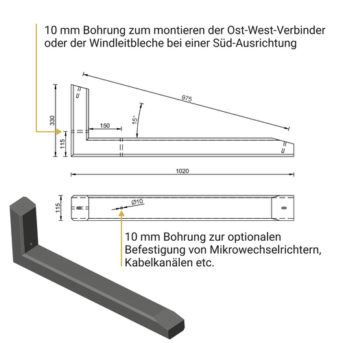 WATTSTONE 15° - PV-Aufständerung aus Feinbeton ohne Zubehör