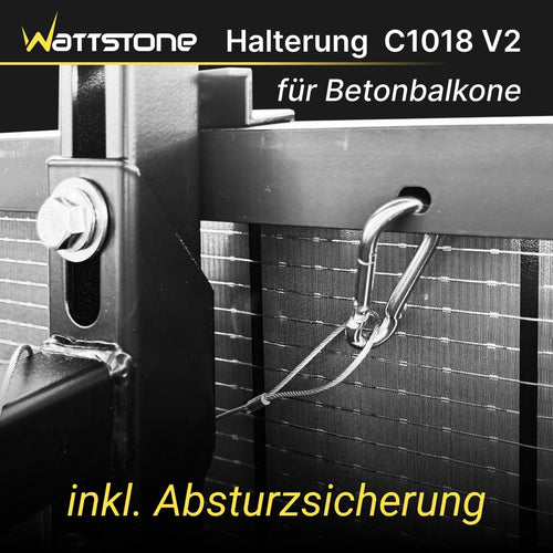 Wattstone Halterung C1018 V2 für Betonbalkone für 1 PV-Modul inkl. Absturzsicherung