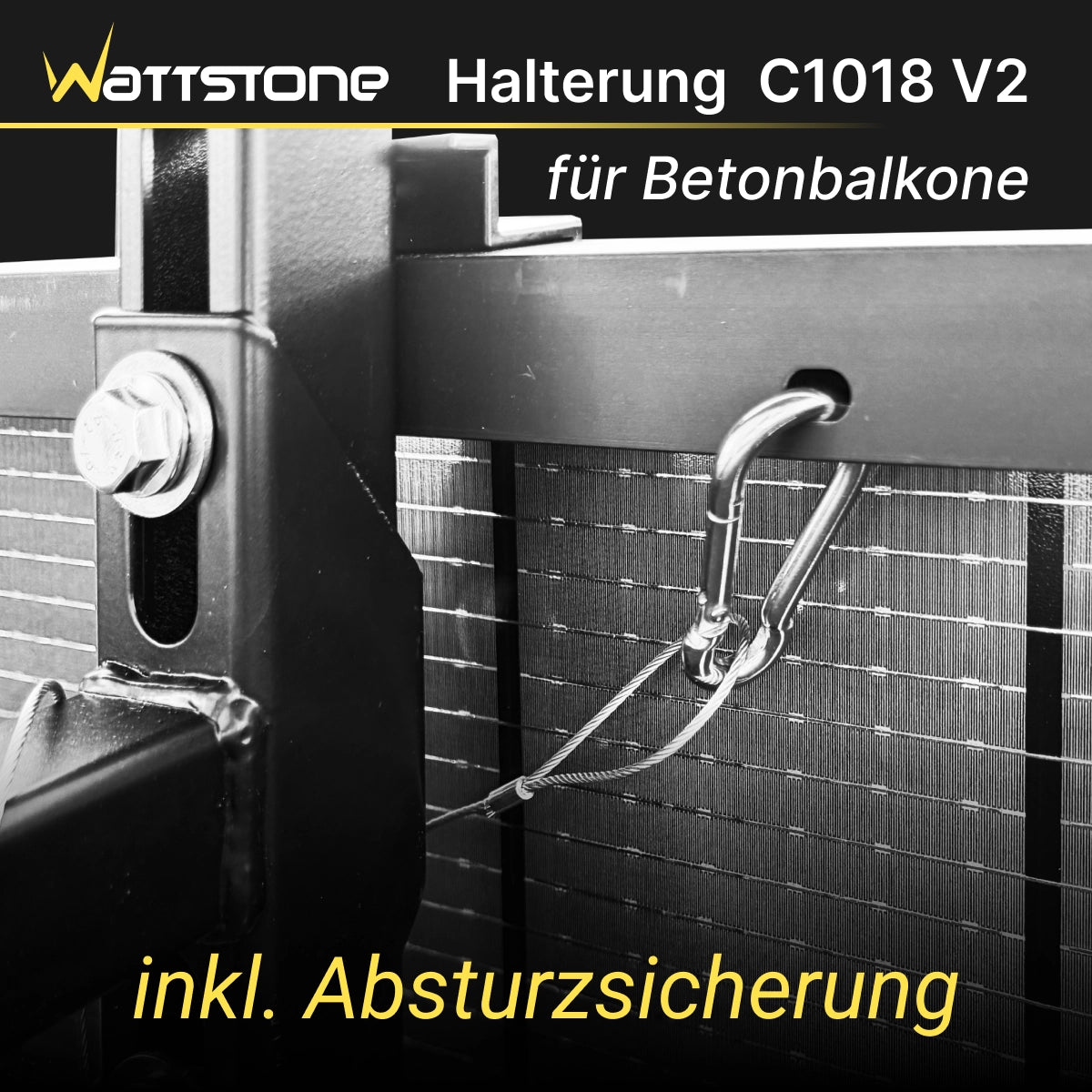 Wattstone Halterung C1018 V2 für Betonbalkone für 1 PV-Modul inkl. Absturzsicherung