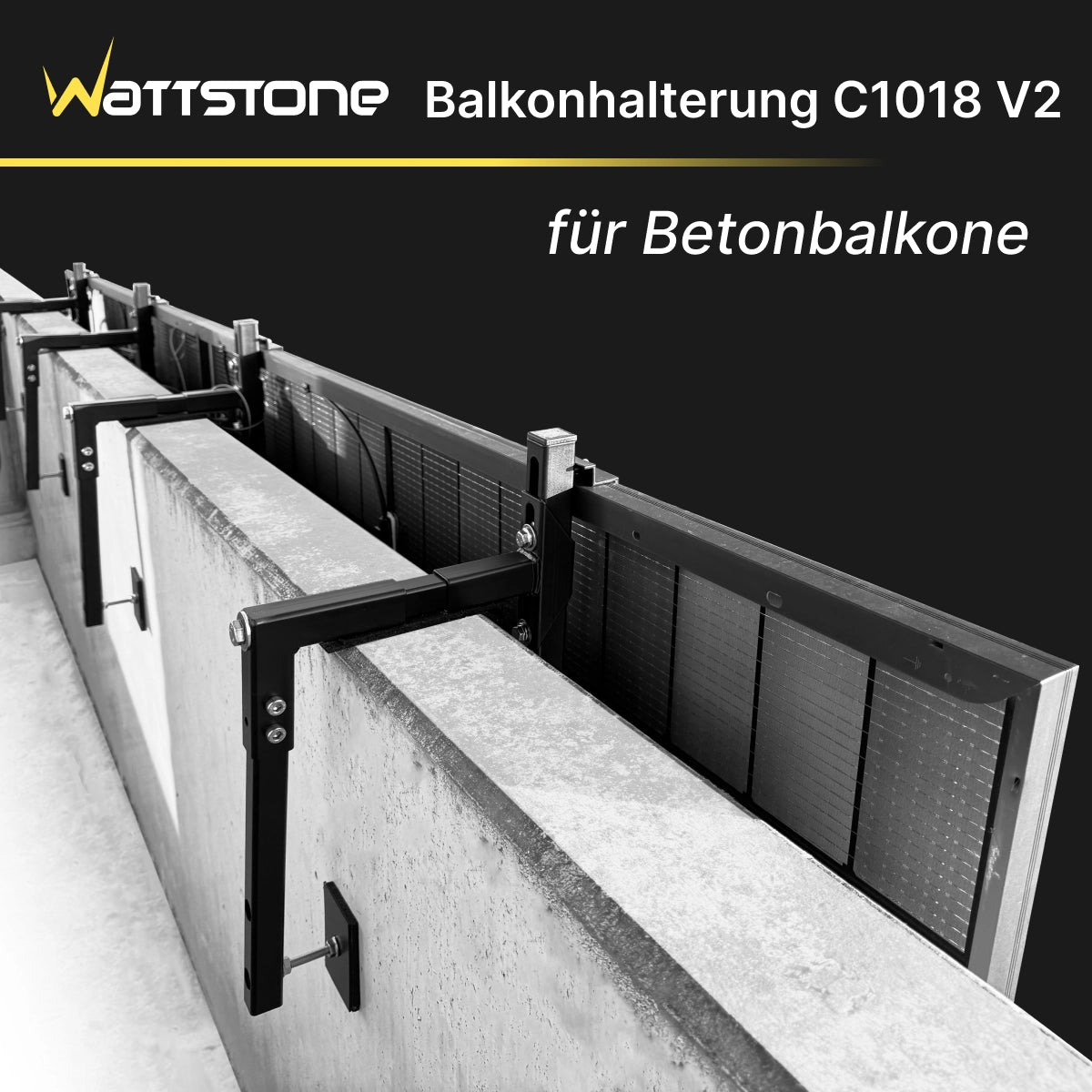 Wattstone Halterung C1018 V2 für Betonbalkone für 1 PV-Modul inkl. Absturzsicherung