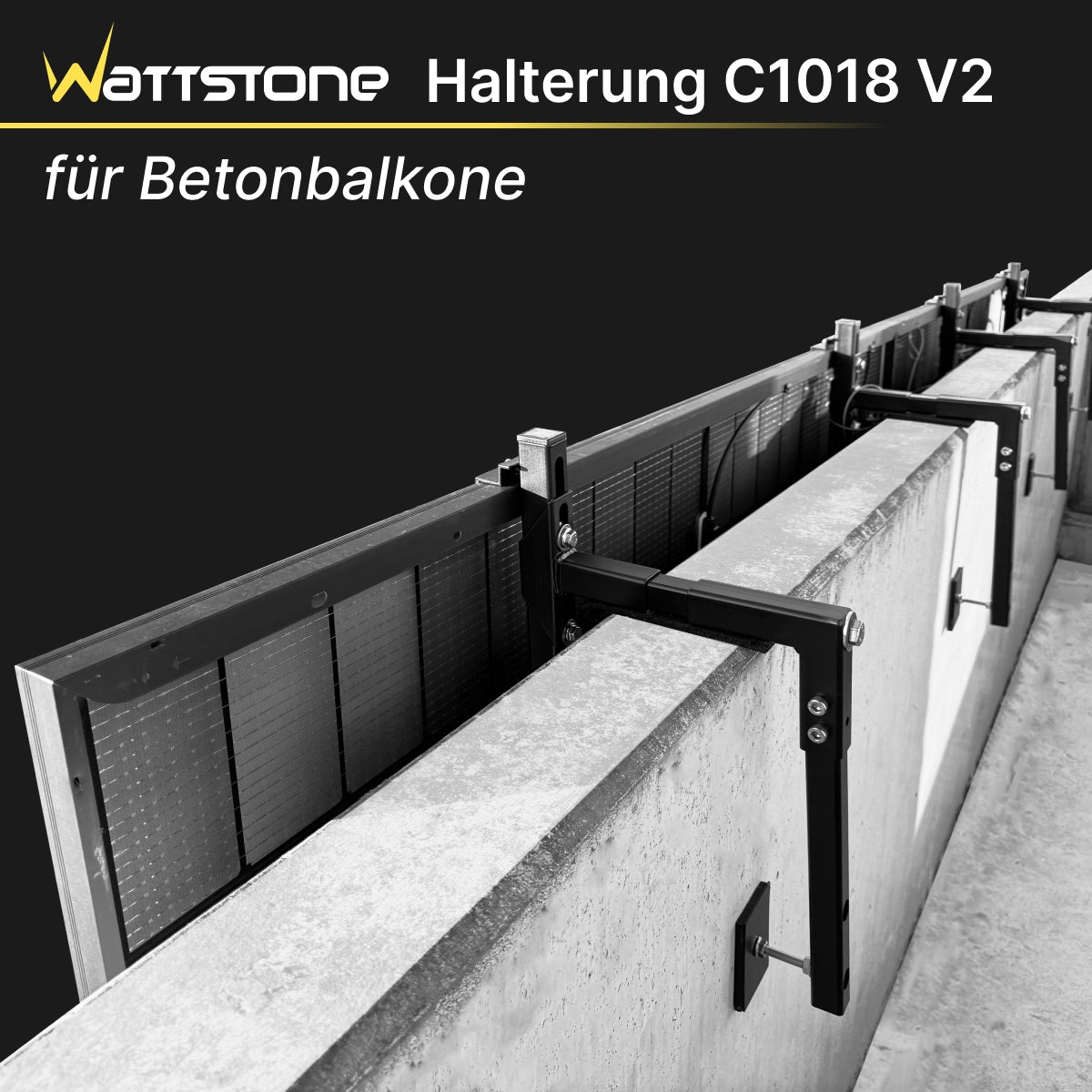 Wattstone Halterung C1018 V2 für Betonbalkone für 1 PV-Modul inkl. Absturzsicherung