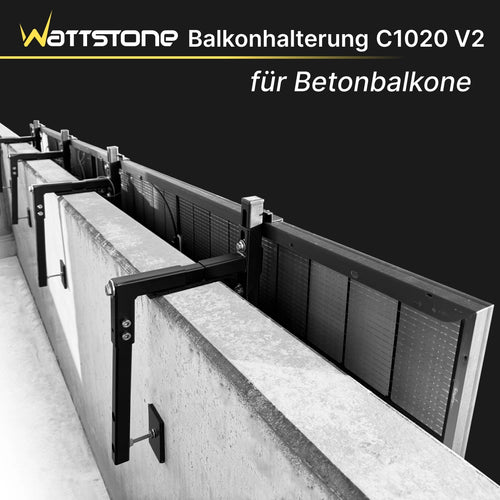 Wattstone Halterung C1020 V2 für Betonbalkone für 1 PV-Modul inkl. Absturzsicherung