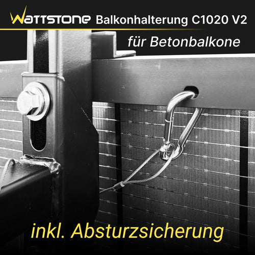 Wattstone Halterung C1020 V2 für Betonbalkone für 1 PV-Modul inkl. Absturzsicherung