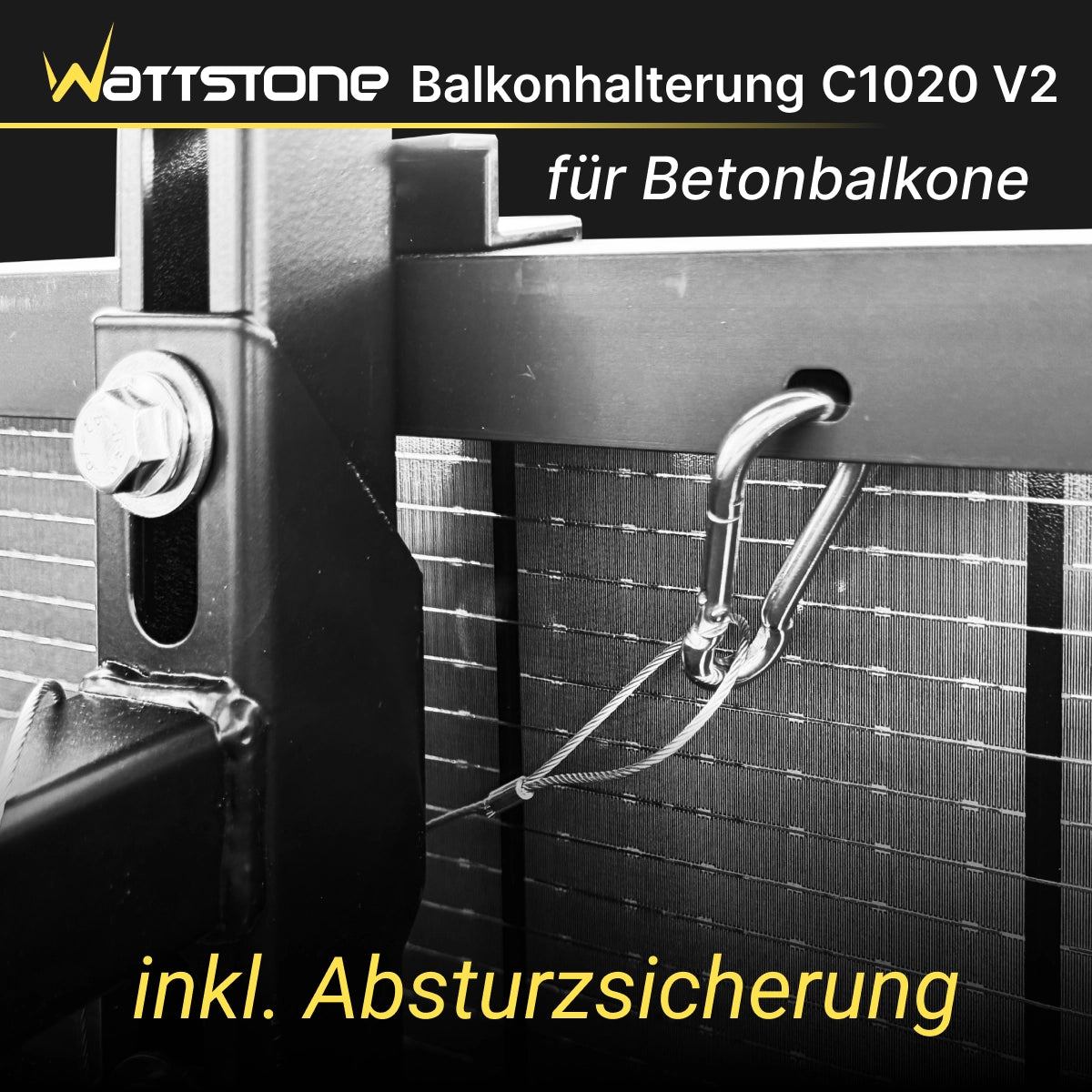 Wattstone Halterung C1020 V2 für Betonbalkone für 1 PV-Modul inkl. Absturzsicherung