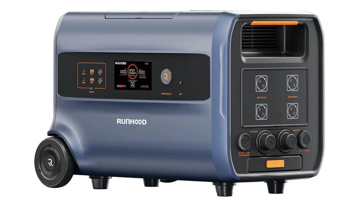 2,4 kWh RUNHOOD F2400 + 2,4 kWh RUNHOOD B2400 Erweiterungsbatterie / Balkonkraftwerk-Solar-Speicher mit integriertem Mikro-Wechselrichter / Batterie Portable Power Station