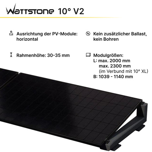 PV mounting WATTSTONE 10° made of fine concrete without accessories