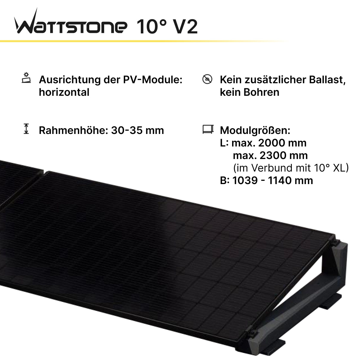 PV mounting WATTSTONE 10° made of fine concrete without accessories
