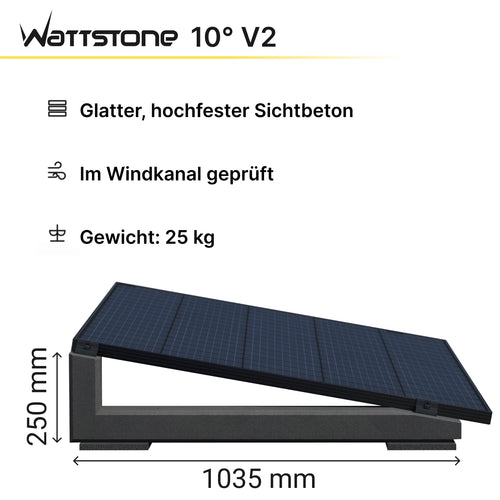 PV mounting WATTSTONE 10° made of fine concrete without accessories