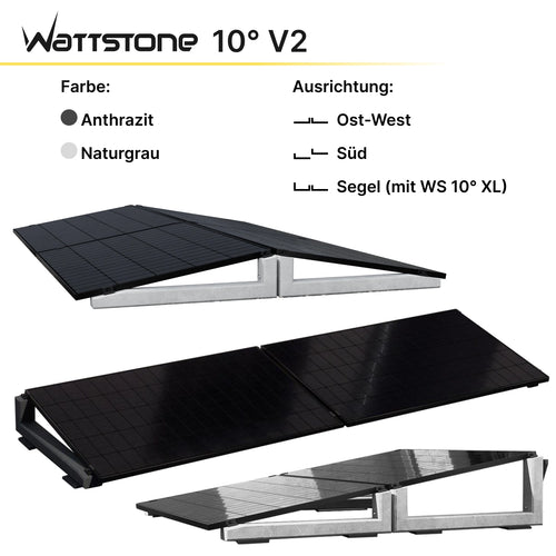 PV mounting WATTSTONE 10° made of fine concrete without accessories