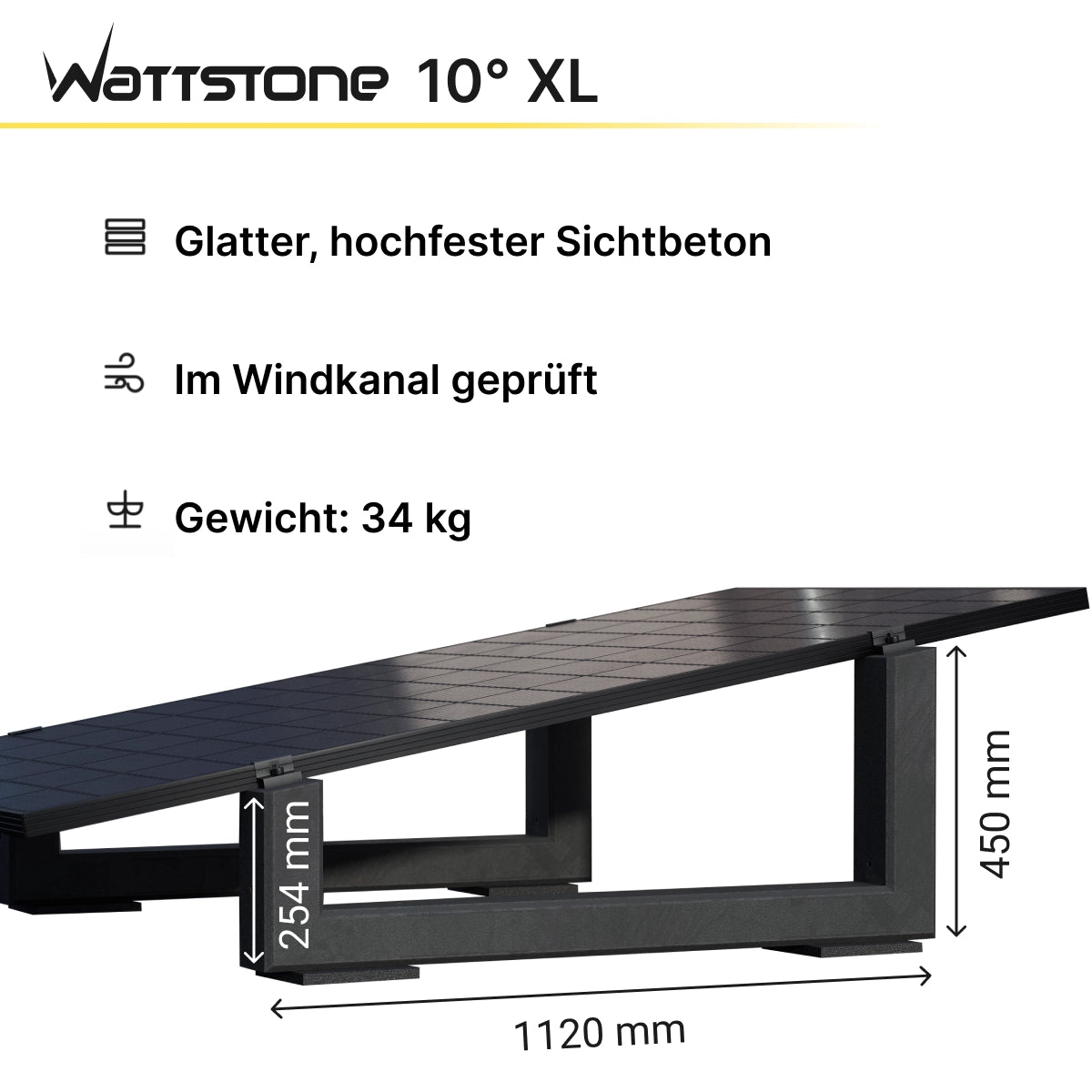 WATTSTONE 10° XL - Gründach PV-Aufständerung aus Feinbeton ohne Zubehör