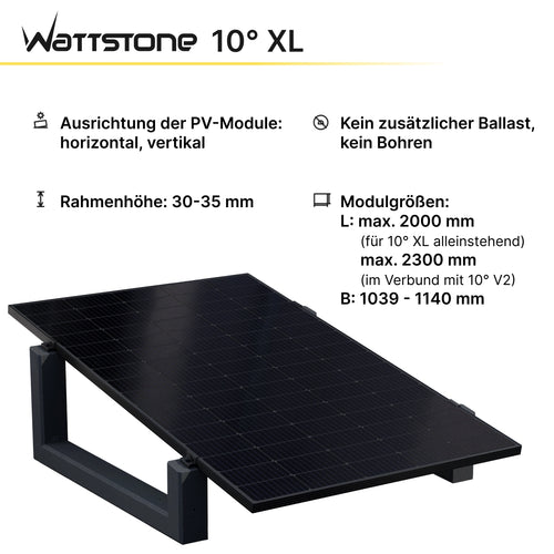 WATTSTONE 10° XL - Gründach PV-Aufständerung aus Feinbeton ohne Zubehör