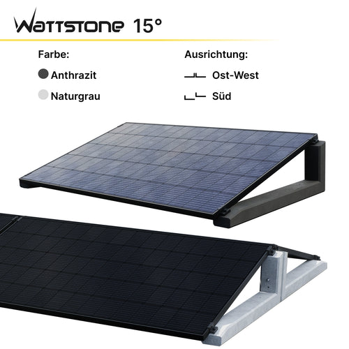 Wattstone 15 Degree PV Mounting System made of Fine Concrete