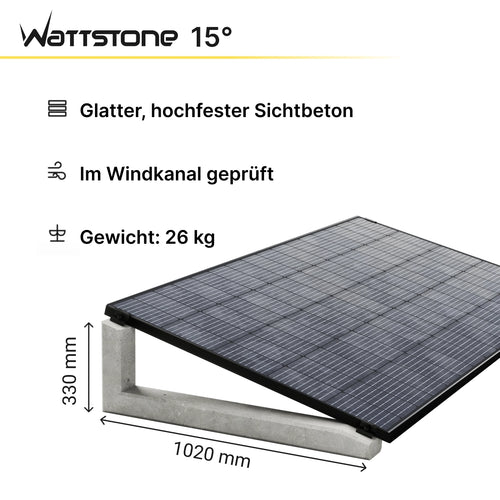 Wattstone 15 Degree PV Mounting System made of Fine Concrete