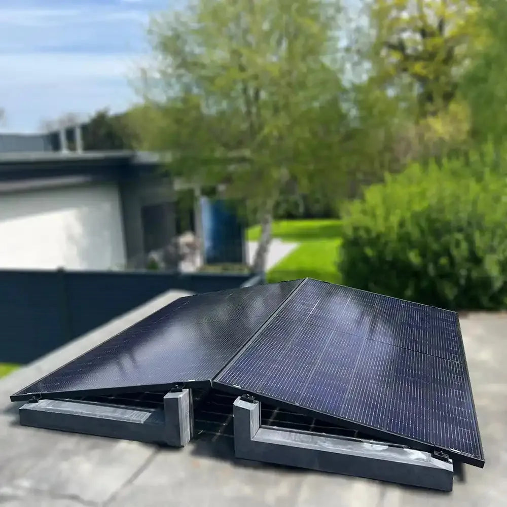 PV-Aufständerung WATTSTONE 10° aus Feinbeton für 2-PV Module im Ost-West Aufbau inkl. Klemmen und Bautenschutzmatten, WATTSTONE b2b